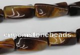 CTW140 15.5 inches 9*20mm twisted trihedron yellow tiger eye beads