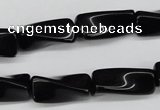 CTW141 15.5 inches 9*20mm twisted trihedron black agate beads