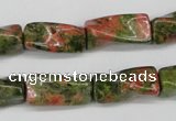 CTW142 15.5 inches 9*20mm twisted trihedron unakite gemstone beads