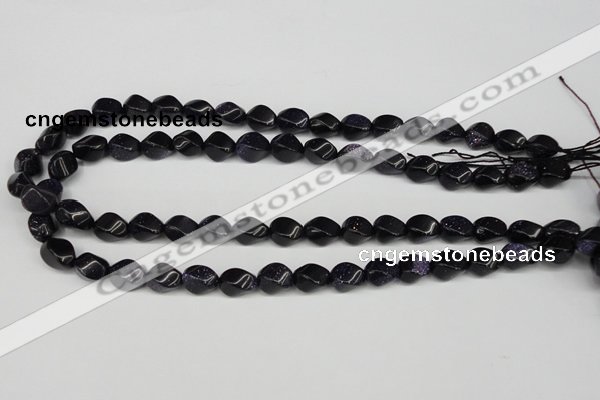 CTW146 15.5 inches 8*11mm twisted rice blue goldstone beads