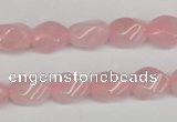 CTW148 15.5 inches 8*11mm twisted rice rose quartz beads