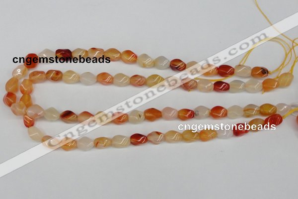 CTW150 15.5 inches 8*11mm twisted rice agate gemstone beads