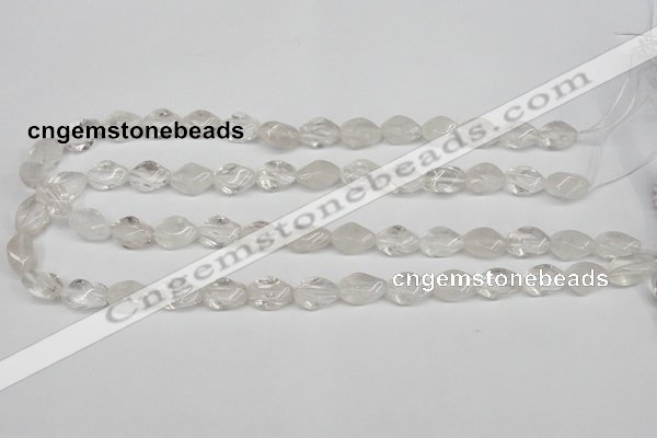 CTW153 15.5 inches 8*15mm twisted rice white crystal beads