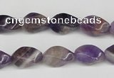 CTW154 15.5 inches 8*15mm twisted rice amethyst gemstone beads