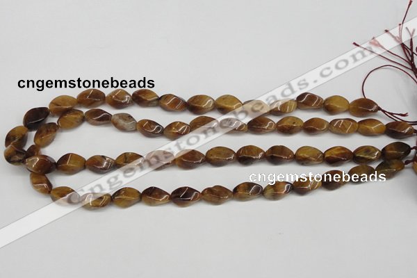 CTW156 15.5 inches 8*15mm twisted rice yellow tiger eye beads
