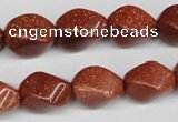 CTW161 15.5 inches 10*15mm twisted rice goldstone gemstone beads