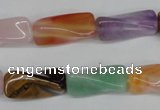 CTW163 15.5 inches 10*20mm twisted trihedron mixed gemstone beads