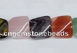 CTW164 15.5 inches 15*15mm twisted square mixed gemstone beads