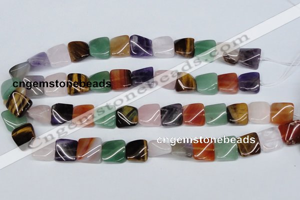 CTW164 15.5 inches 15*15mm twisted square mixed gemstone beads