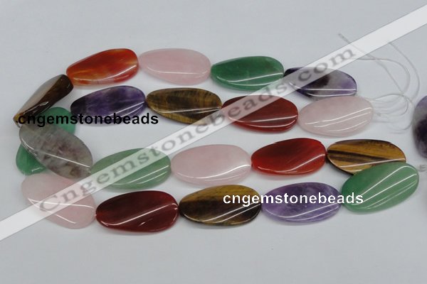 CTW168 15.5 inches 22*40mm twisted oval mixed gemstone beads