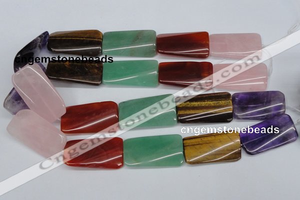 CTW169 15.5 inches 22*40mm twisted rectangle mixed gemstone beads