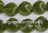 CTW17 15.5 inches 16mm twisted coin jade gemstone beads