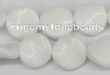 CTW18 15.5 inches 16mm twisted coin white agate beads wholesale