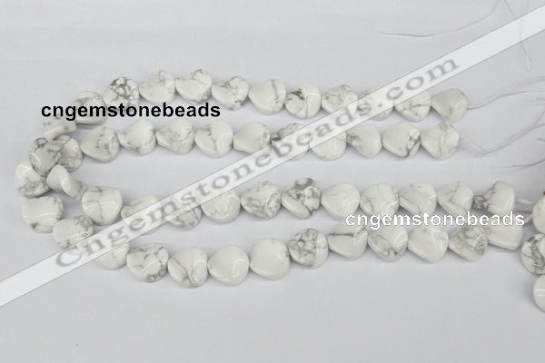 CTW19 15.5 inches 16mm twisted coin white howlite turquoise beads