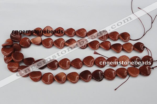 CTW22 15.5 inches 16mm twisted coin goldstone beads wholesale