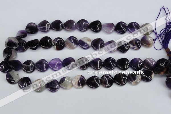 CTW23 15.5 inches 16mm twisted coin amethyst beads wholesale