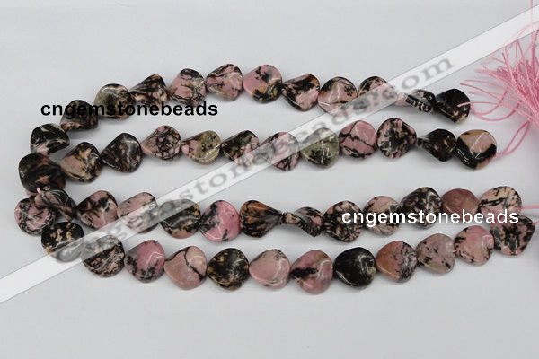 CTW24 15.5 inches 16mm twisted coin rhodonite beads wholesale