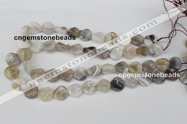 CTW25 15.5 inches 16mm twisted coin botswana agate beads wholesale