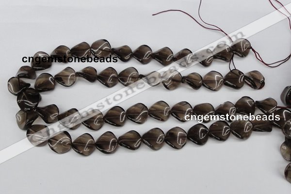 CTW28 15.5 inches 16mm twisted coin smoky quartz beads wholesale