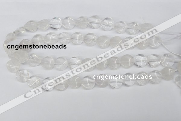 CTW29 15.5 inches 16mm twisted coin white crystal beads wholesale