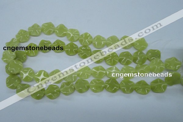 CTW300 15.5 inches 16mm wavy coin olive jade gemstone beads