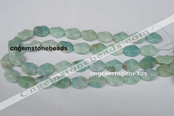 CTW301 15.5 inches 15*20mm wavy oval amazonite gemstone beads