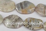 CTW303 15.5 inches 18*25mm wavy oval bamboo leaf agate beads