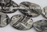 CTW305 15.5 inches 20*30mm wavy oval black water jasper beads