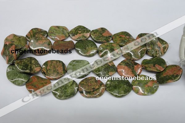 CTW310 15.5 inches 25*30mm wavy oval unakite gemstone beads