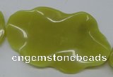 CTW315 15.5 inches 40*60mm wavy oval olive jade gemstone beads