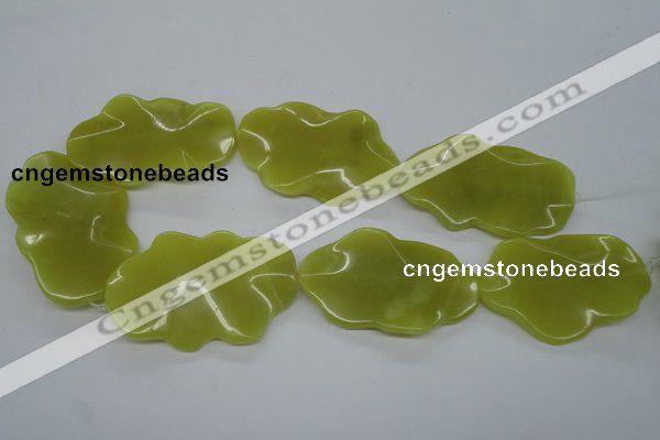CTW315 15.5 inches 40*60mm wavy oval olive jade gemstone beads