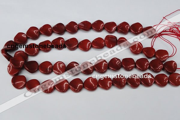 CTW32 15.5 inches 16mm twisted coin red jasper beads wholesale