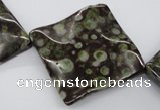 CTW320 15.5 inches 30*30mm wavy diamond green dalmation jasper beads