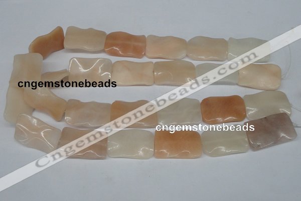 CTW322 15.5 inches 20*30mm wavy rectangle pink aventurine jade beads