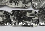 CTW323 15.5 inches 20*30mm wavy rectangle black & white jasper beads