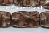 CTW324 15.5 inches 20*30mm wavy rectangle red line jasper beads