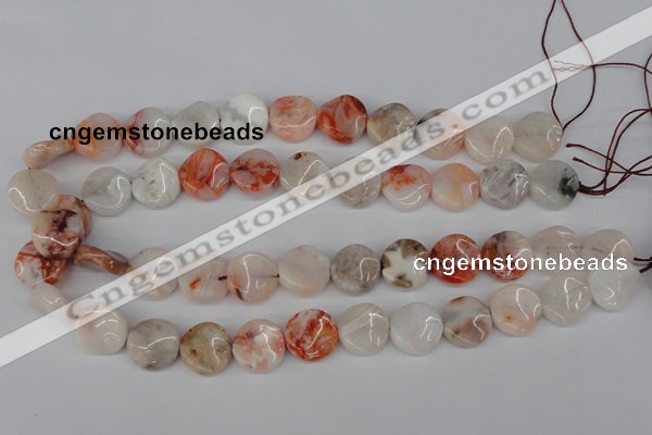 CTW33 15.5 inches 16mm twisted coin agate gemstone beads wholesale