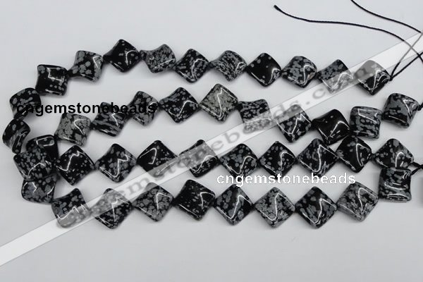 CTW35 15.5 inches 15*15mm twisted diamond snowflake obsidian beads