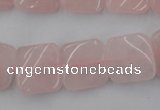 CTW350 15.5 inches 16*16mm twisted square rose quartz beads