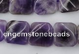 CTW351 15.5 inches 16*16mm twisted square dogtooth amethyst beads