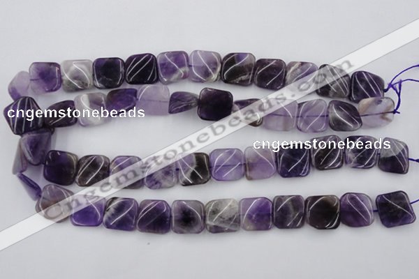 CTW351 15.5 inches 16*16mm twisted square dogtooth amethyst beads