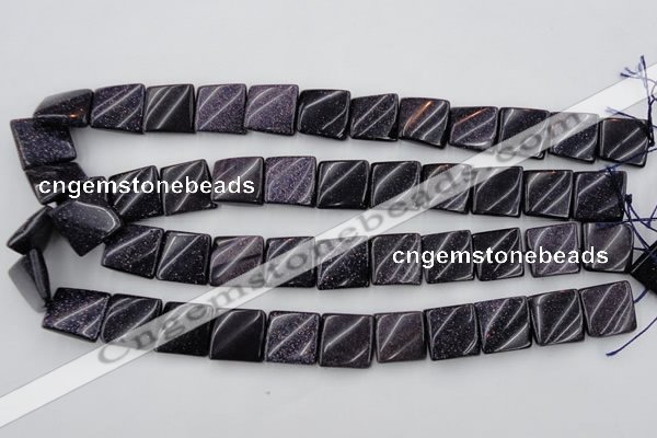 CTW352 15.5 inches 16*16mm twisted square blue goldstone beads