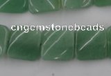 CTW354 15.5 inches 16*16mm twisted square green aventurine beads