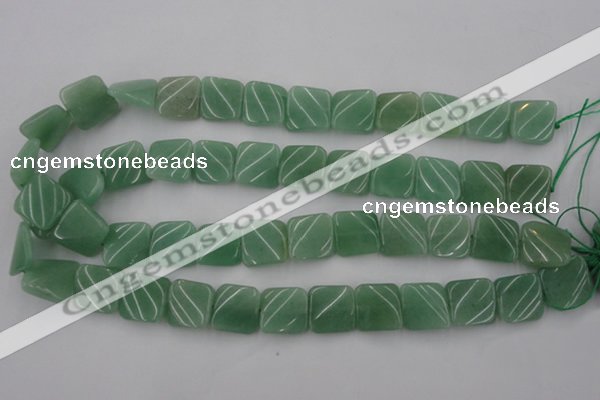 CTW354 15.5 inches 16*16mm twisted square green aventurine beads