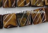 CTW356 15.5 inches 16*16mm twisted square yellow tiger eye beads