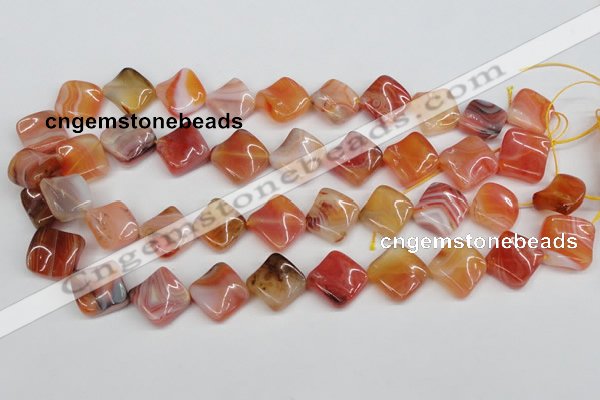 CTW36 15.5 inches 15*15mm twisted diamond agate gemstone beads