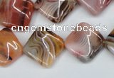 CTW37 15.5 inches 15*15mm twisted diamond agate gemstone beads