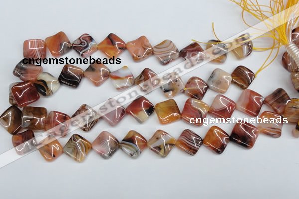 CTW37 15.5 inches 15*15mm twisted diamond agate gemstone beads