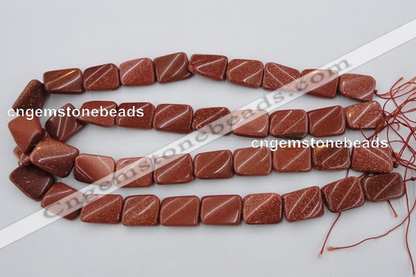 CTW370 15.5 inches 15*20mm twisted rectangle goldstone beads