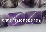 CTW372 15.5 inches 15*20mm twisted rectangle dogtooth amethyst beads